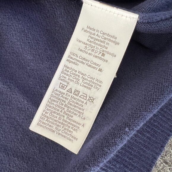 NWT J Crew Womens Large Teddie Crewneck Navy Blue Hearts Sweater Cotton - Picture 2 of 4